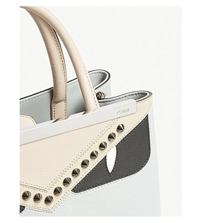 Shop Fendi Cream Colour Block 2 Jours Petite Monster Leather Tote Bag