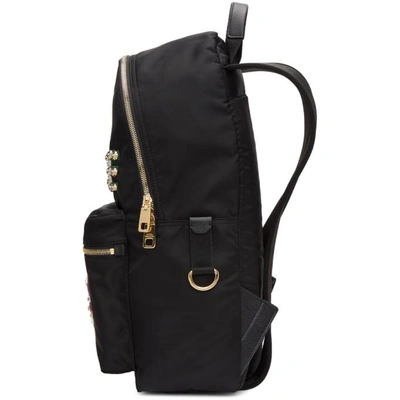 Shop Dolce & Gabbana Dolce And Gabbana Black Studded Logo Backpack In 8b956 Black