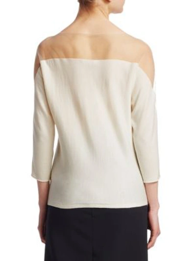 Shop Akris Tulle Shoulder Top In Paper