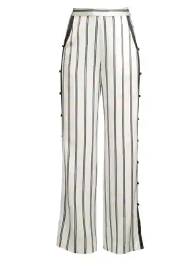 Shop Fleur Du Mal Loop Trim Stripe Pants In White Pin Stripe