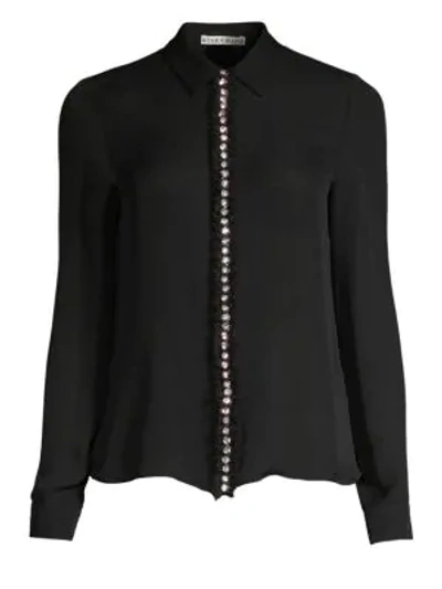 Shop Alice And Olivia Willa Embellished Blouse In Black