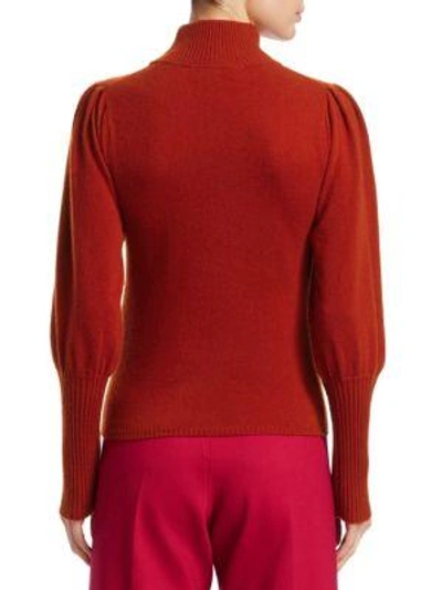Shop Sea Cailyn Cashmere Puff-sleeve Sweater In Orange