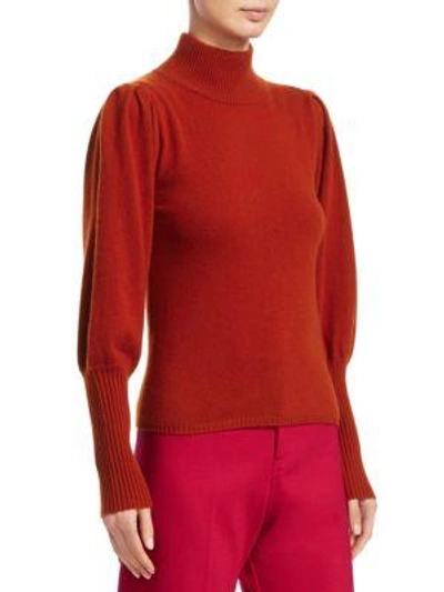 Shop Sea Cailyn Cashmere Puff-sleeve Sweater In Orange