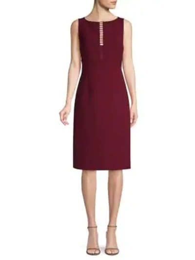 Shop Elie Tahari Doreen Ladder Front Sheath Dress In Winter Berry