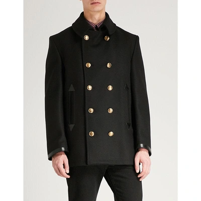 Shop Givenchy Double-breasted Wool-blend Pea Coat In Black