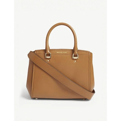 Shop Michael Michael Kors Michael Kors Brown Benning Leather Tote Bag In Acorn