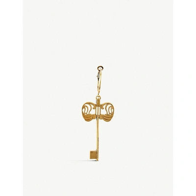 Shop Alexander Mcqueen Antiqued Gold Key Charm Brass Earrings