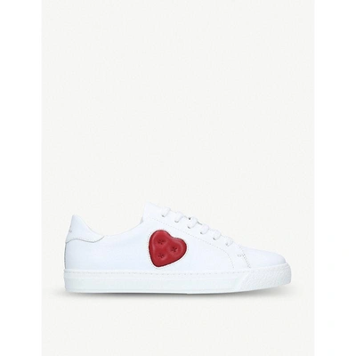 Shop Anya Hindmarch Chubby Heart Leather Trainers In Winter Wht