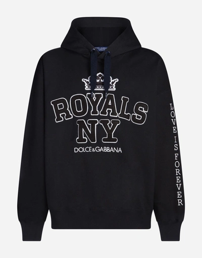Shop Dolce & Gabbana Printed Cotton Sweatshirt With Hood In Multicolor