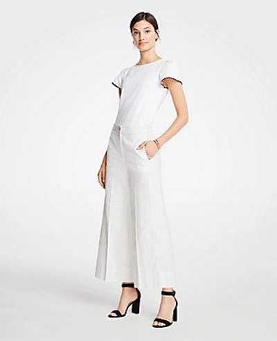 Shop Ann Taylor The Striped Wide Leg Marina Pant In White