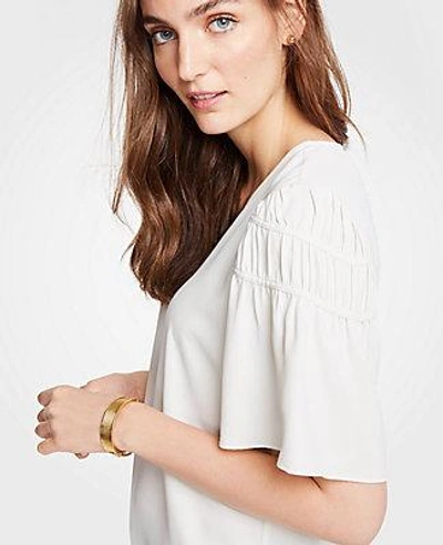 Shop Ann Taylor Shirred Sleeve Top In Winter White