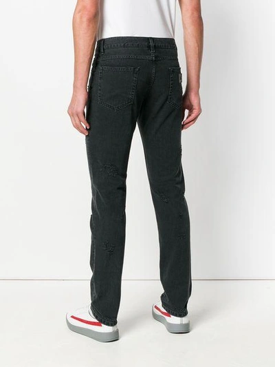 Shop Dolce & Gabbana Distressed Denim Jeans In Black