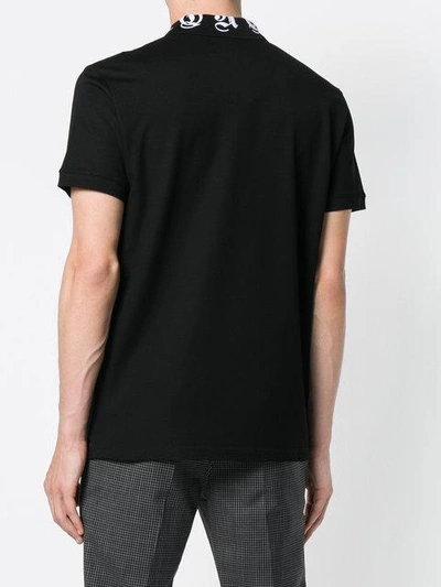 Shop Alexander Mcqueen Printed Collar Polo Shirt - Black