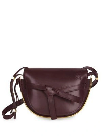 Shop Loewe Small Gate Leather Saddle Bag In Oxblood