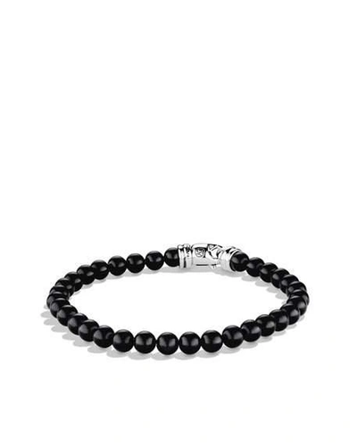 Shop David Yurman Men's Spiritual Beads Bracelet With Silver, 6mm In Black Onyx