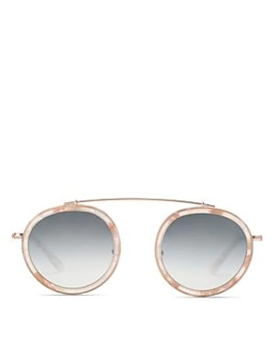 Shop Krewe Conti Women's Mirrored Brow Bar Round Sunglasses, 46mm In Azalea Rose Gold/silver