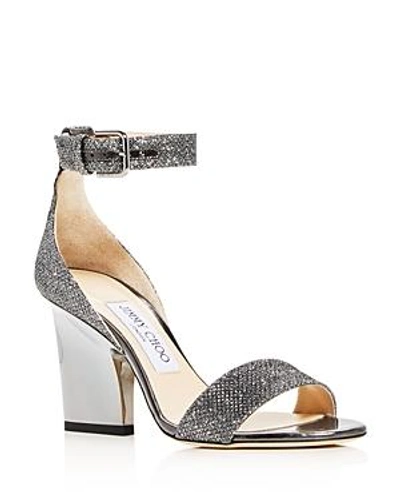 Shop Jimmy Choo Edina 85 Glitter High-heel Sandals In Anthracite