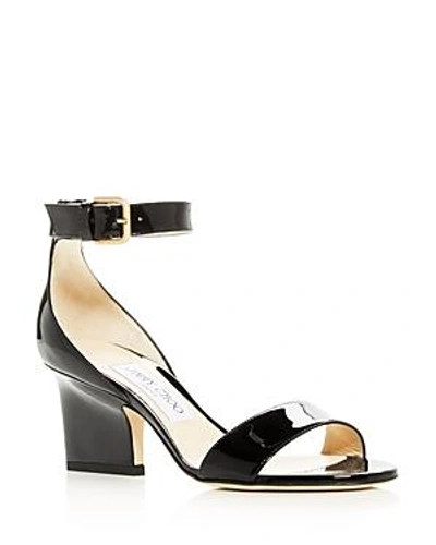 Shop Jimmy Choo Women's Edina 65 Patent Leather High-heel Sandals In Black