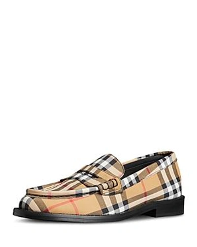 Shop Burberry Women's Bedmont Check Loafers In Antique Yellow