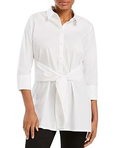 Shop Foxcroft Michaela Button-down Tie-front Tunic Top In White