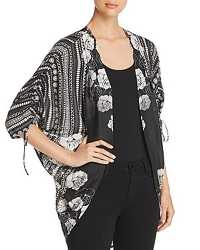 Shop Tolani Printed Kimono-style Cardigan In Shanta Black