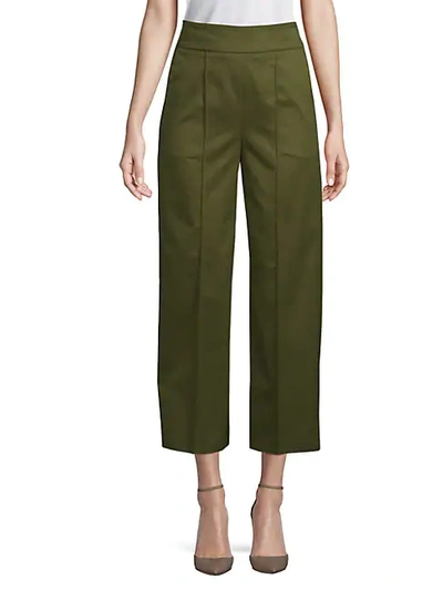 Shop Valentino Cropped Wide-leg Pants In Moss