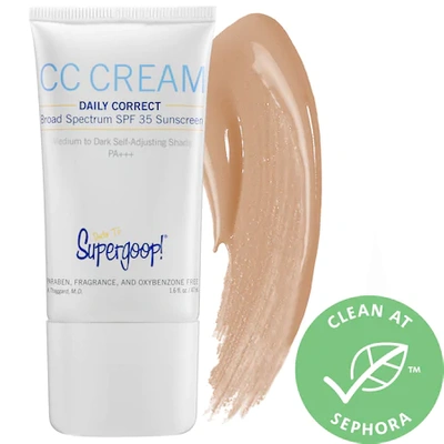 Shop Supergoop ! Cc Cream Daily Correct Broad Spectrum Spf 35+ Sunscreen Medium To Dark 1.6 oz/ 47 ml