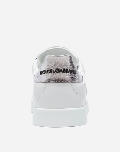 Shop Dolce & Gabbana Portofino Sneakers In Printed Nappa Calfskin In Multicolor