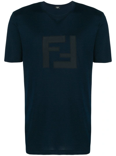 Shop Fendi T-shirt Mit Logo-patch - Blau In Blue