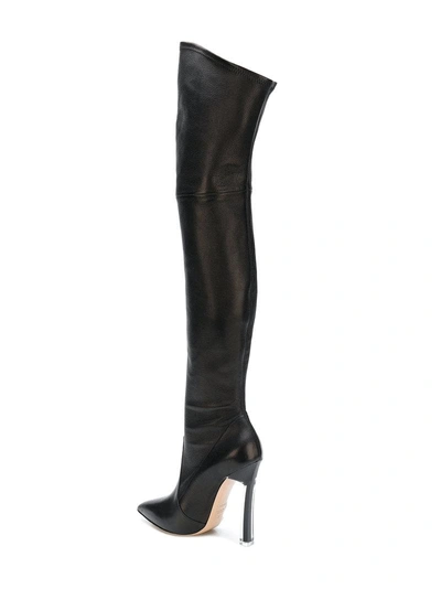 Shop Casadei Stiletto Over The Knee Boots - Black