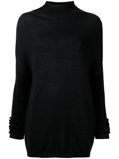Shop Rick Owens Mock Neck Mid-length Sweater - Black