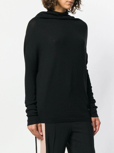 Shop Rick Owens Mock Neck Mid-length Sweater - Black
