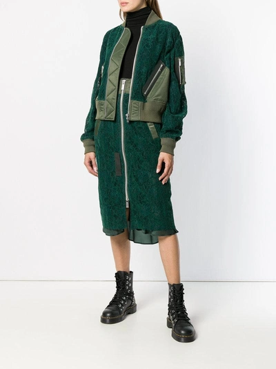 Shop Sacai Lace Bomber Jacket In Green