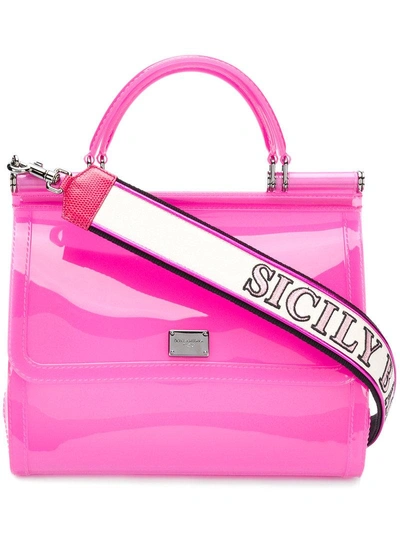 Shop Dolce & Gabbana Sicily Tote Bag - Pink & Purple