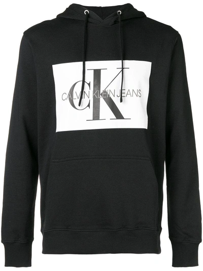 Shop Ck Jeans Calvin Klein Jeans Logo Print Hoodie - Black