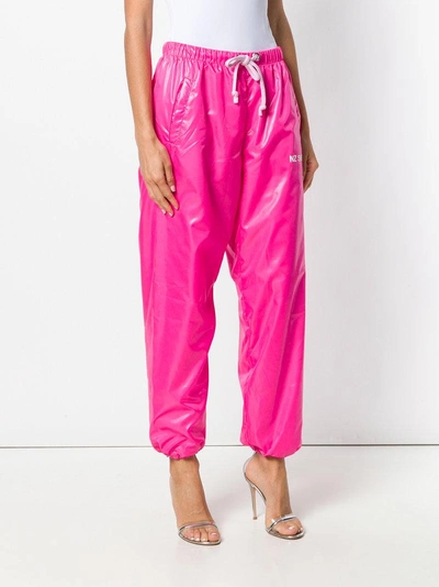 Shop Natasha Zinko Logo Print Track Pants In Pink & Purple