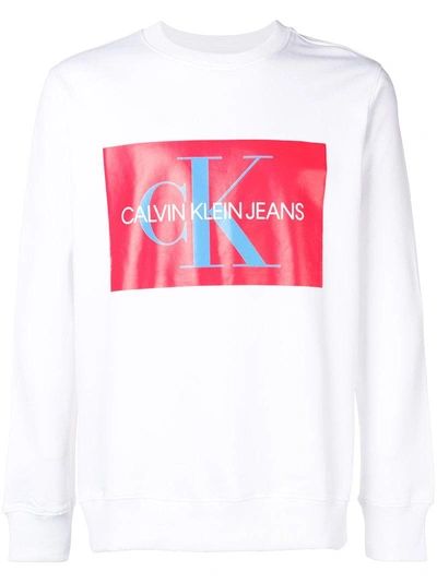 Shop Ck Jeans Calvin Klein Jeans Logo Sweatshirt - White