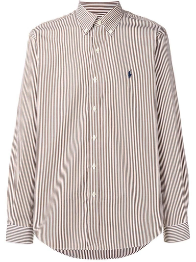 Shop Polo Ralph Lauren Button-down Striped Shirt In Brown