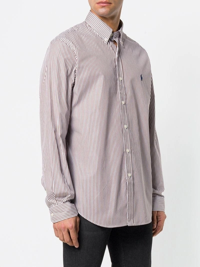 Shop Polo Ralph Lauren Button-down Striped Shirt In Brown