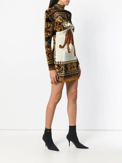 Shop Versace Tiger Print Dress In Brown