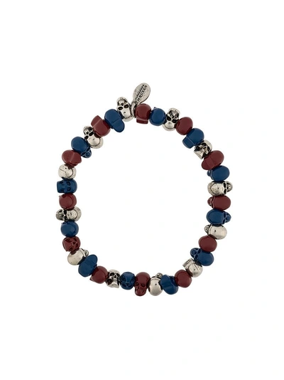 Shop Alexander Mcqueen Skull Bead Bracelet - Blue