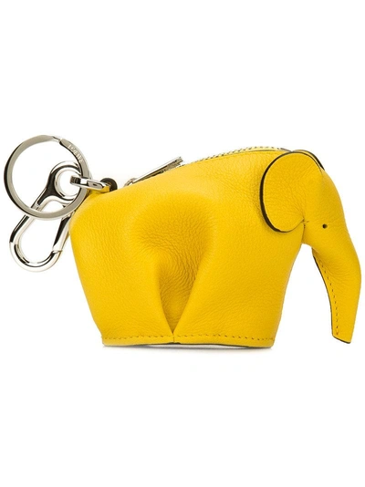 Shop Loewe Elephant Keyring In Yellow