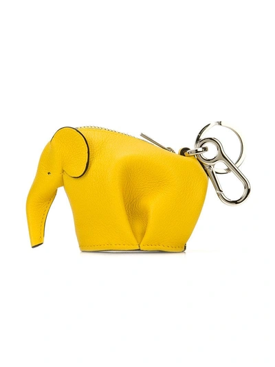 Shop Loewe Elephant Keyring In Yellow