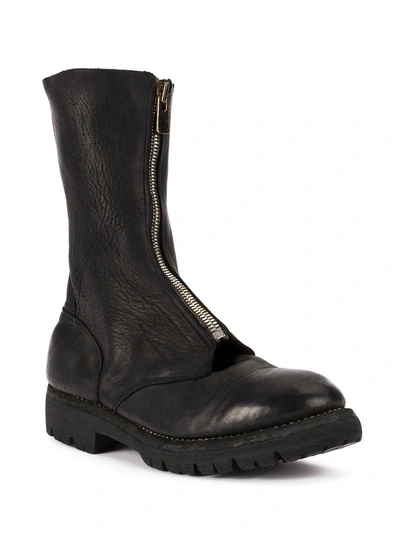 Shop Guidi Front Zipped Up Boots - Black