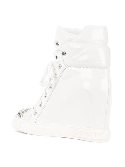 Shop Casadei Chain Embellished Boots - White