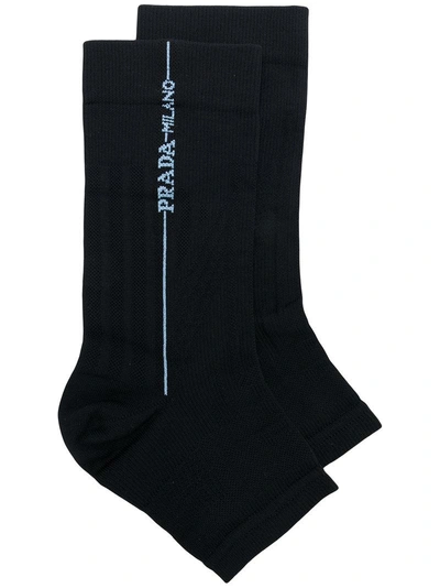 Shop Prada Knit Open-toe Socks - Blue