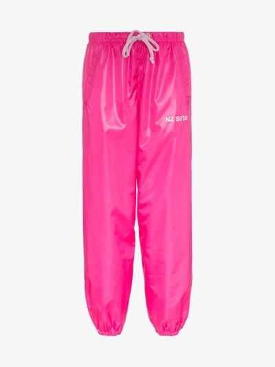 Shop Natasha Zinko Hot Pink Track Pant Trousers In Pink/purple
