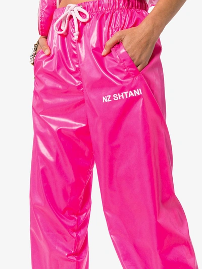 Shop Natasha Zinko Hot Pink Track Pant Trousers In Pink/purple