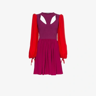 Shop Alexander Mcqueen Colourblock Mini Dress In Pink&purple