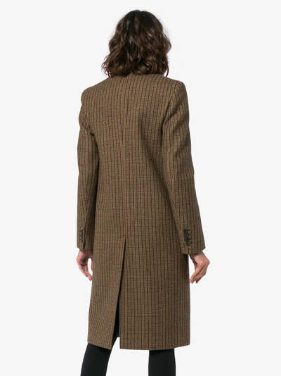 Shop Balenciaga Long Sleeve Knee Length Check Coat In Brown